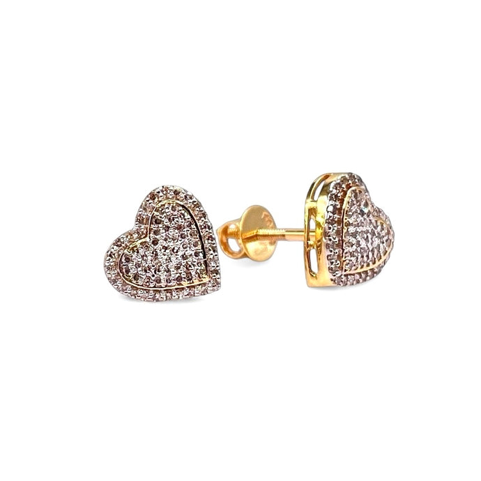Heart Stud Earrings In 10 KT Yellow Gold