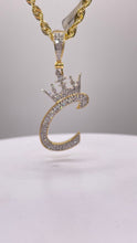 Load image into Gallery viewer, 0.51 CT. Natural Diamond Initial C Pendent With Crown In 10 KT Yellow Gold