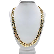 Load image into Gallery viewer, 9mm Figaro Link Chain With CZ Box Lock In 10 KT Yellow Gold