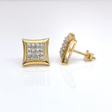 Load image into Gallery viewer, 0.41 CT. Natural Diamond Square Shape Stud Earring In 10 KT Yellow Gold