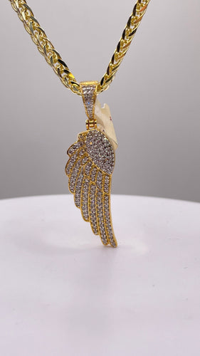 0.63 CT. Natural Diamond Angel Wing Pendant In 10 KT Yellow Gold
