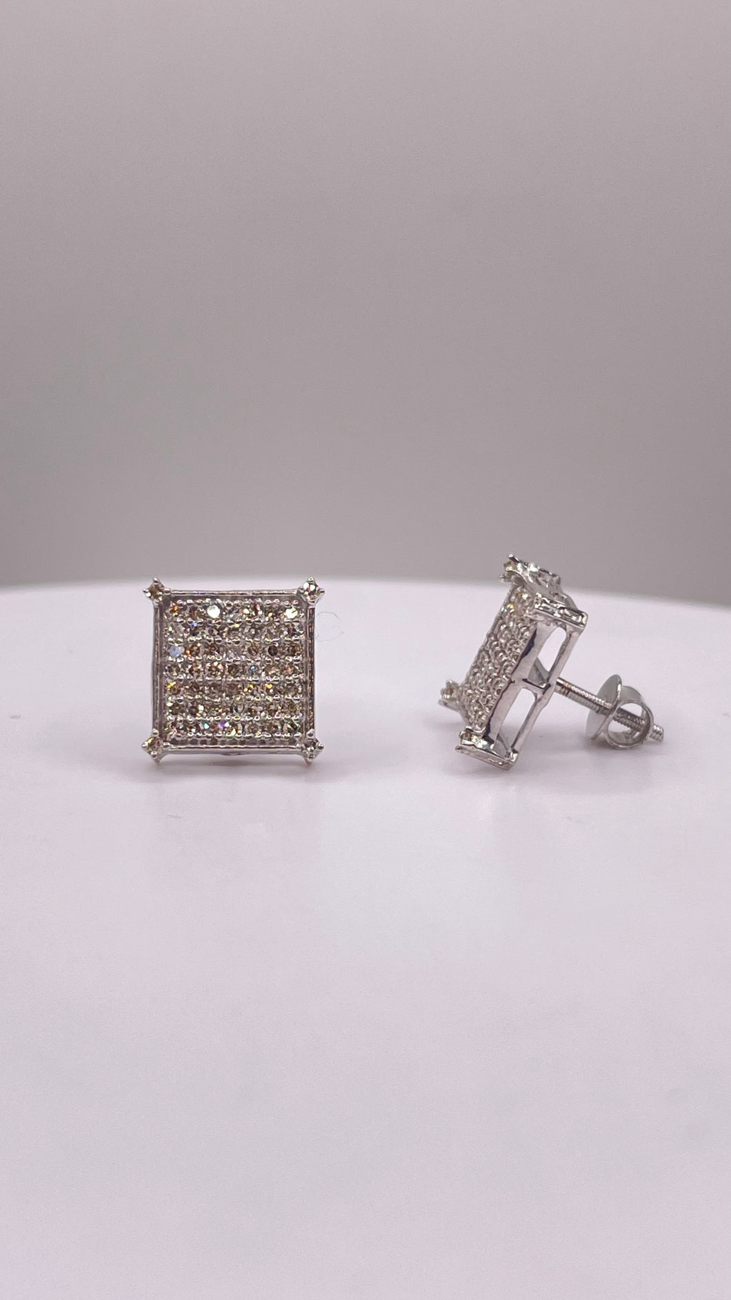 0.41 CT. Natural Diamond Square Stud Earrings In 10 KT White Gold