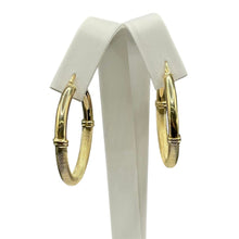 Load image into Gallery viewer, 4mm 14 KT Yellow Gold Half Shiny &amp; Half Matte Women’s Hoop Earrings