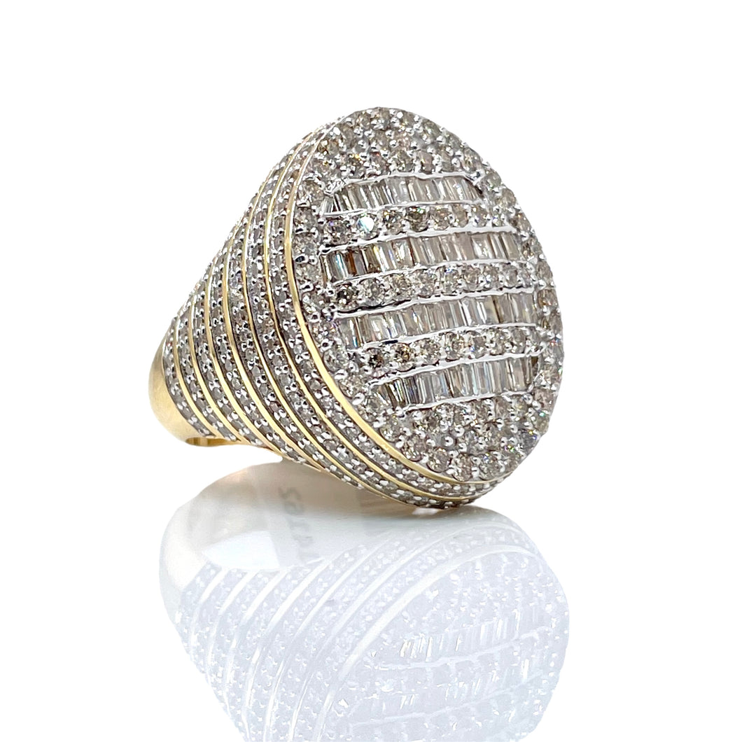 2.90 CT. Natural Diamond Oval Shape Men’s Ring In 10 KT Yellow Gold