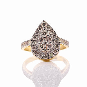 0.90 CT. Natural Diamond Pear Shape Women’s Ring In 10 KT Yellow Gold