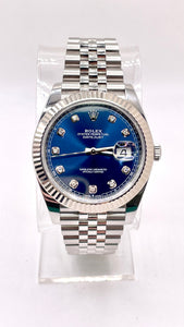 41mm DateJust Rolex With Bright Blue Diamond Dial