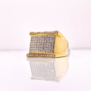 1.09 CT. Natural Diamond Square Shape Men’s Ring In 10 KT Yellow Gold