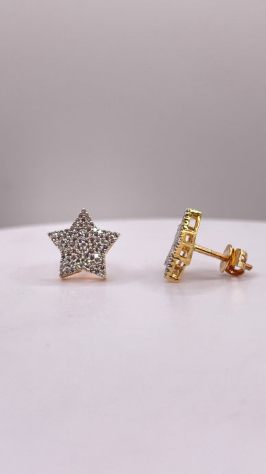 0.38 CT. Natural Diamond Star Shape Stud Earrings In 10 KT Yellow Gold