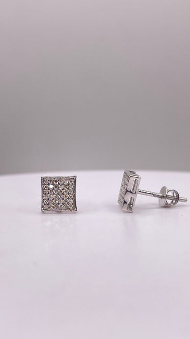 0.19 CT. Natural Diamond Square Shape Stud Earrings In 10 KT White Gold