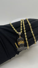 Load image into Gallery viewer, 1.06 CT. Natural Black Diamond Ninja Pendent &amp; Rope Chain Combo In 10 KT Yellow Gold