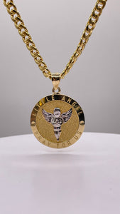 Angel Pendent & Cuban Chain Combo In 10 KT Yellow Gold