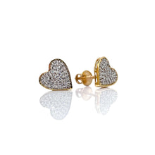 Load image into Gallery viewer, 0.24 CT. Natural Diamond Heart Shape Stud Earrings In 10 KT Yellow Gold