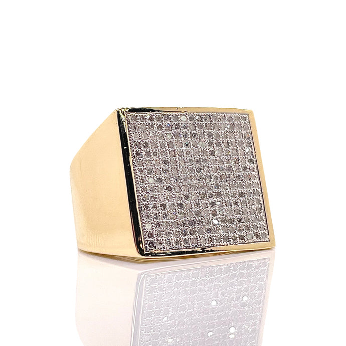 0.75 CT. Natural Diamond Men’s Square Ring In 10 KT Yellow Gold