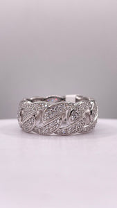 Eternity Silver Cuban Link Ring With CZ