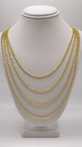 2.50mm Moon Cut Ball Necklace In 10 KT Yellow Gold