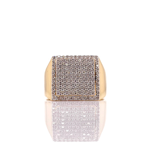 0.57 CT. Natural Diamond Square Shape Men’s Ring In 10 KT Yellow Gold