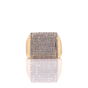 0.57 CT. Natural Diamond Square Shape Men’s Ring In 10 KT Yellow Gold