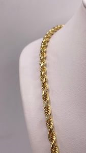 3.7mm Rope Chain In 14 KT Yellow Gold