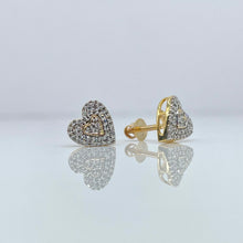 Load image into Gallery viewer, 0.28 CT. Natural Diamond Heart Shape Stud Earrings In 10 KT Yellow Gold
