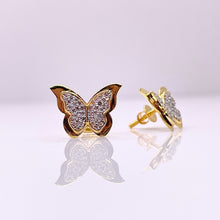 Load image into Gallery viewer, 0.32 CT. T.D.W Natural Diamond Butterfly Stud Earrings In 10 KT Yellow Gold