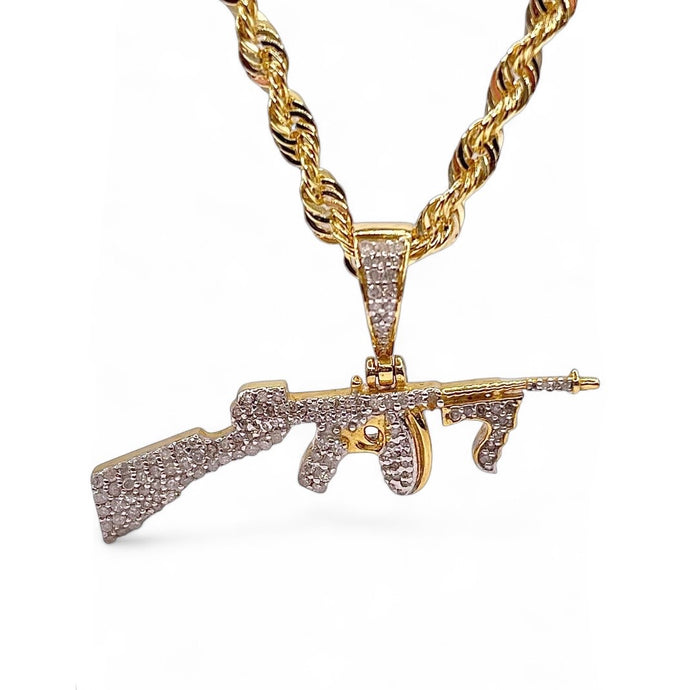0.32 CT. Natural Diamond Assault Rifle Pendent In 10 KT Yellow Gold
