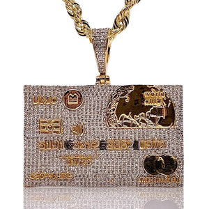 1.40 CT. Natural Diamond Credit Card Pendant In 10 KT Yellow Gold