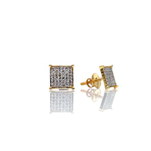 Load image into Gallery viewer, 0.20 CT. Natural Diamond Square Shape Stud Earrings In 10 KT Yellow Gold