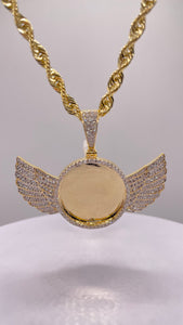 1.13 CT. Natural Diamond Angel Memorial Pendent In 10 KT Yellow Gold