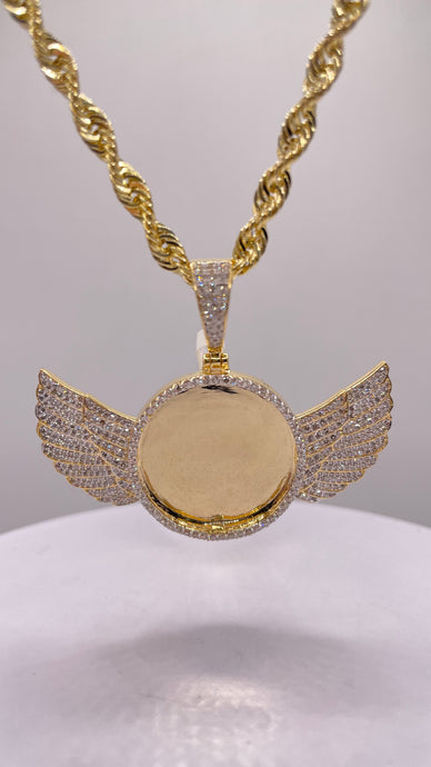 1.13 CT. Natural Diamond Angel Memorial Pendent In 10 KT Yellow Gold