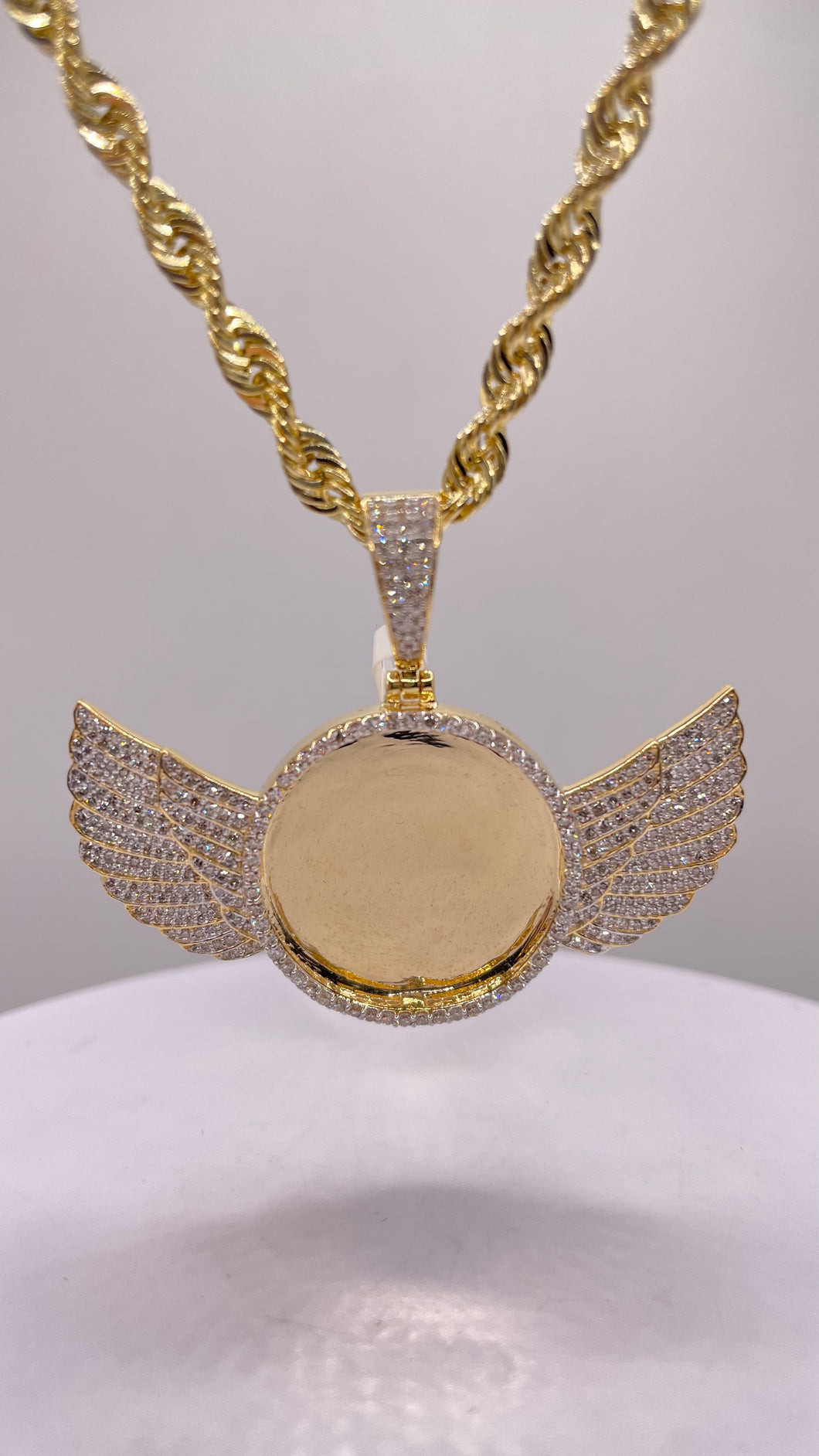 1.13 CT. Natural Diamond Angel Memorial Pendent In 10 KT Yellow Gold