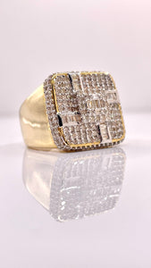 2.02 CT. Baguette & Round Natural Diamonds Men’s Square Ring In 10 KT Yellow Gold