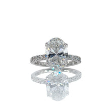 Load image into Gallery viewer, 4.02 CT. T.D.W Oval Cut Lab Grown Diamond Engagement Ring In 18 KT White Gold