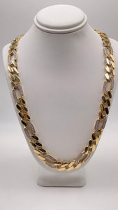 10.3mm CZ Figaro Link Chain In 14 KT Yellow Gold