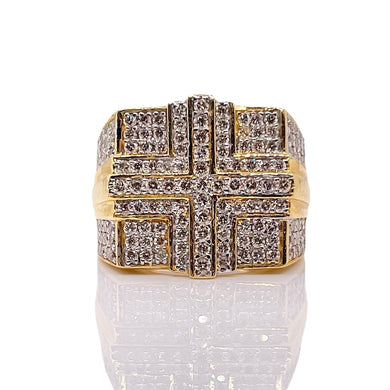 1.51 CT. Natural Multi-Diamond Square-Shaped Men’s Ring 10KT Yellow Gold