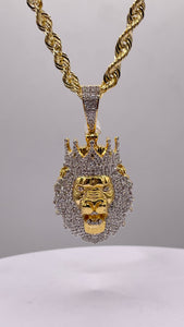 0.81 CT. Natural Diamond Lion Pendent In 10 KT Yellow Gold