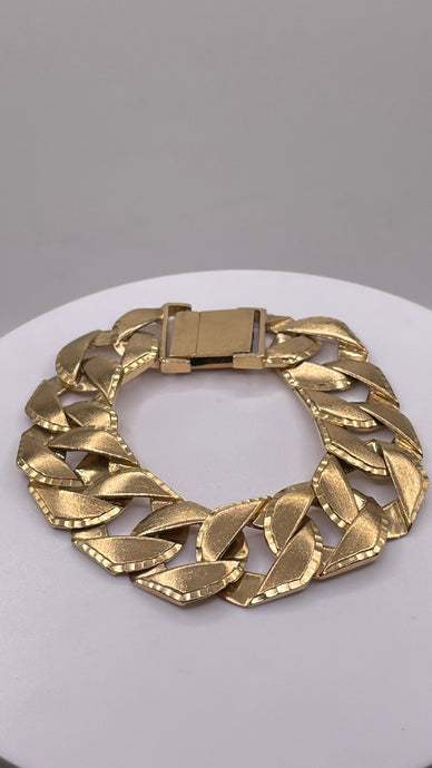 17mm Solid Diamond Cut Men’s Bracelet In 10 KT Yellow Gold