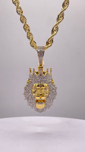 0.81 CT. Natural Diamond Lion Pendent & Rope Chain Combo In 10 KT Yellow Gold