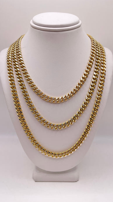 Two-Tone Diamond Cut Miami Cuban Link Chain In 10 KT Yellow & White Gold