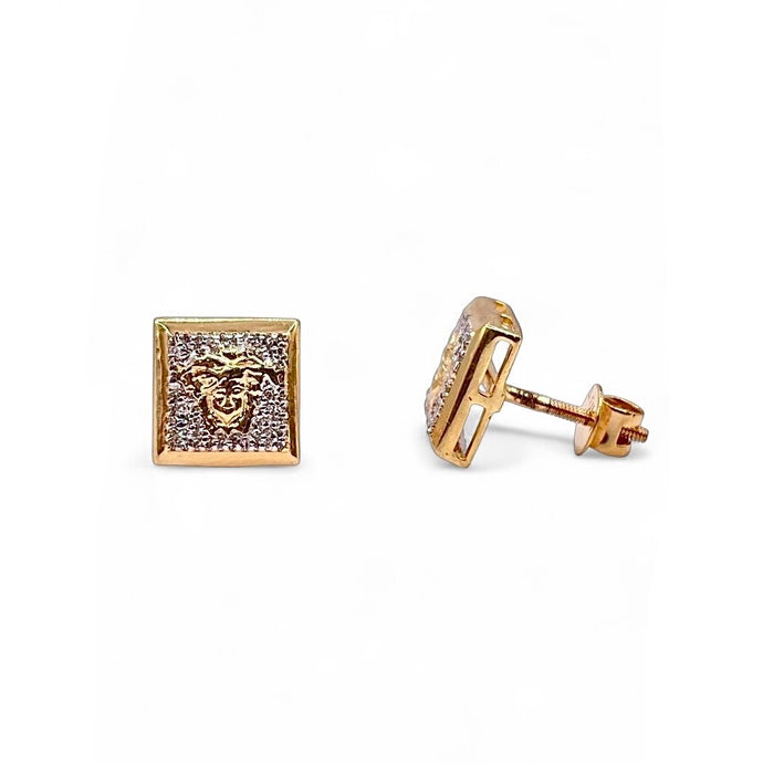 0.13 CT. Natural Diamond Square Shape Stud Earrings In 10 KT Yellow Gold