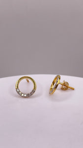 0.13 CT. Natural Diamond Circle Stud Earrings In 10 KT Yellow Gold