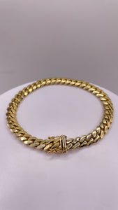 6.95mm Solid Miami Cuban Bracelet In 10 KT Yellow Gold