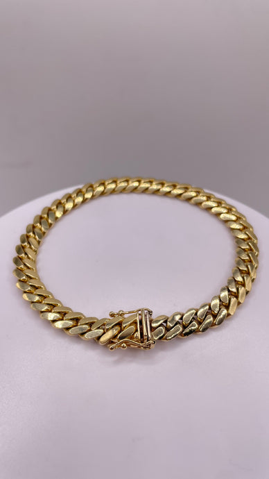 6.95mm Solid Miami Cuban Bracelet In 10 KT Yellow Gold