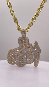 1.69 CT. Natural Diamond Allah Pendent & Rope Chain Combo In 10 KT Yellow Gold