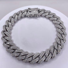 Load image into Gallery viewer, 12mm CZ Zig-Zag Cuban Link Chain/Bracelet In Silver