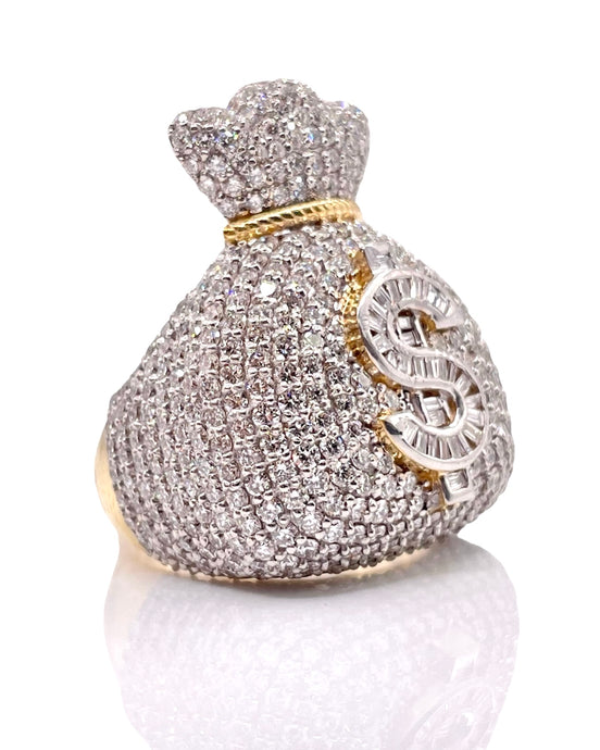 7.12 CT. Lab Grown Diamond Men’s Money Bag Ring In 10 KT Yellow Gold
