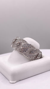 Eternity Silver Cuban Link Ring With CZ