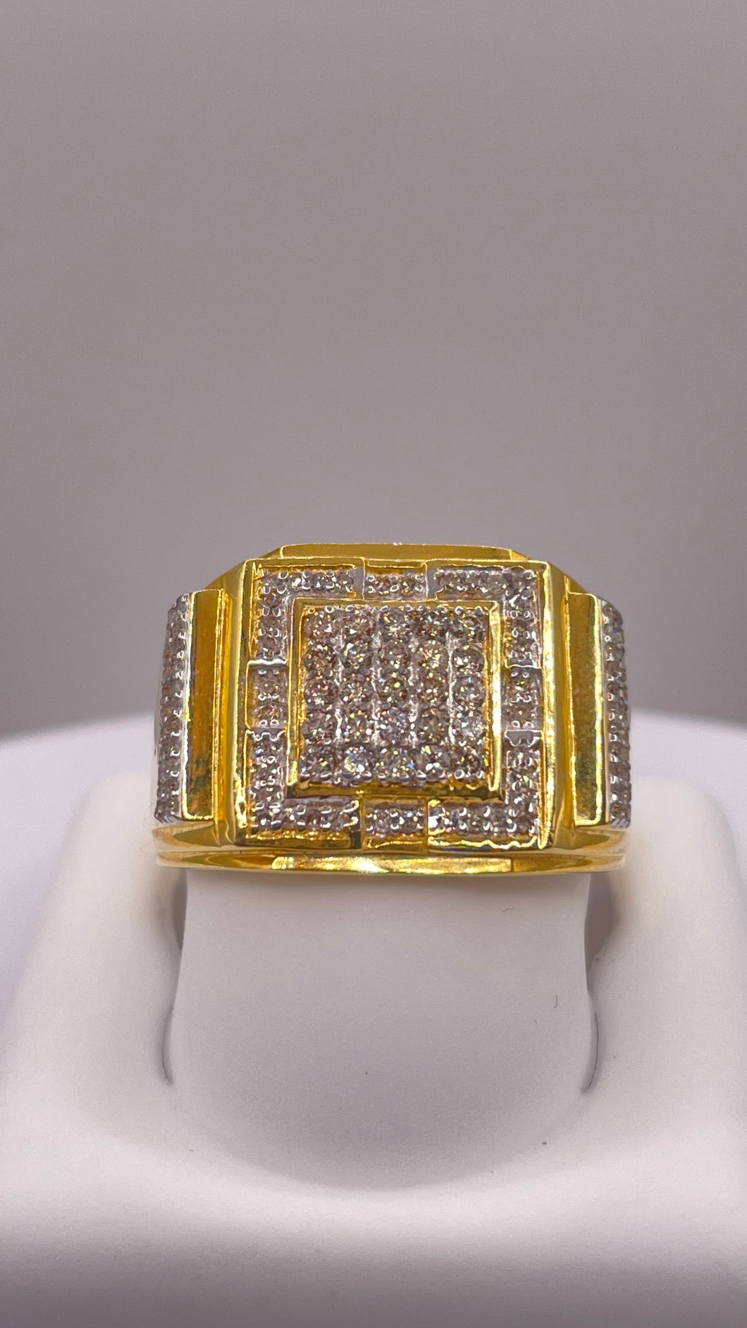 0.60 CT. Natural Diamond Men’s Square Shape Ring In 10 KT Yellow Gold