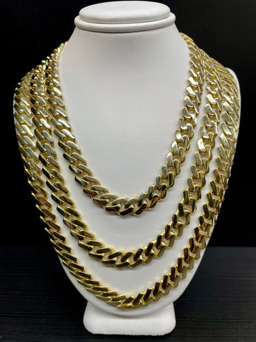 9mm Monaco Link Chain In 10 KT Yellow Gold With CZ Lock