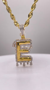 0.45 CT. Natural Diamond Initial E Pendent In 10 KT Yellow Gold