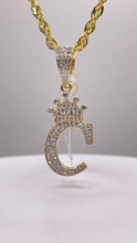 Load image into Gallery viewer, 0.45 CT. Natural Diamond Initial C With Crown Pendent In 10 KT Yellow Gold